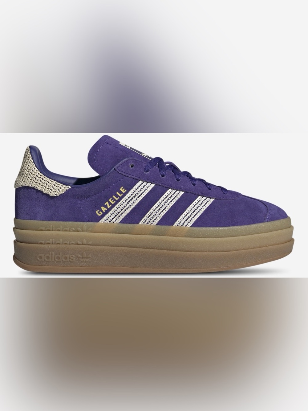 Adidas Gazelle Bold Collegiate Purple Wonder White Gold Metallic Sneakers Size 8